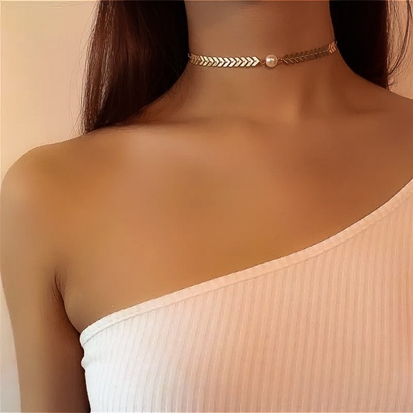 ⚜️[𝟯/$𝟭𝟴]⚜️Silver Arrow Pearl Dainty Choker NEW - Picture 5 of 9